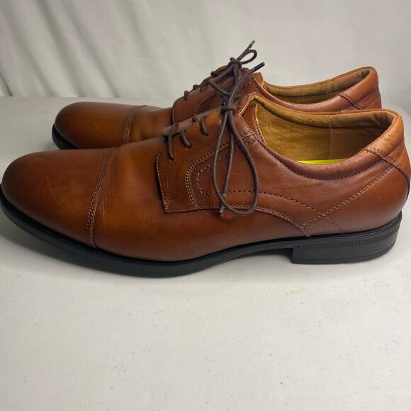 Florsheim Brown Oxford Mens Dress Shoes Leather Comfort Tie 14EEE Wide Office - Picture 6 of 16